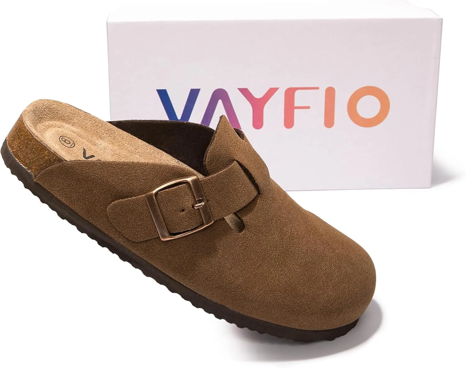 Suede Clogs Potato Shoes Cork Footbed Sandals Comfort Mules with Arch Support Slip On Slippers
