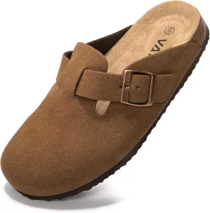 Suede Clogs Potato Shoes Cork Footbed Sandals Comfort Mules with Arch Support Slip On Slippers