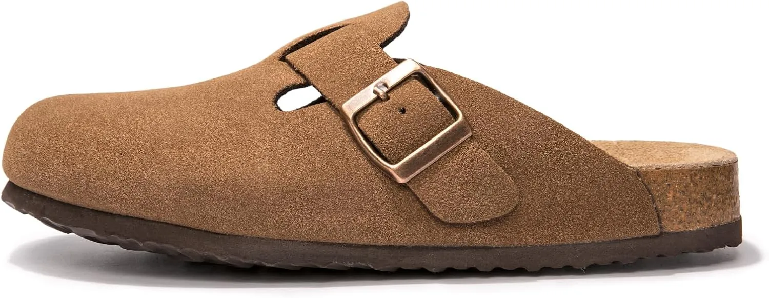 Suede Clogs Potato Shoes Cork Footbed Sandals Comfort Mules with Arch Support Slip On Slippers
