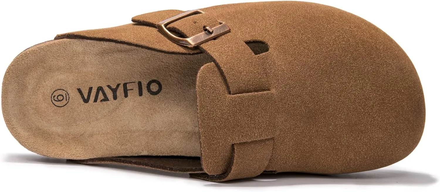 Suede Clogs Potato Shoes Cork Footbed Sandals Comfort Mules with Arch Support Slip On Slippers