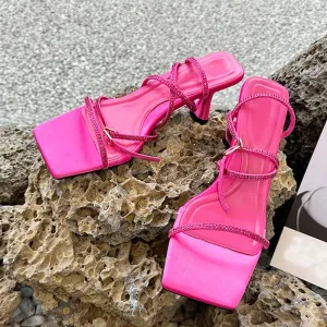 Summer  Ankle Strap Sandals Women Sexy Crystal Rhinestone High Heels