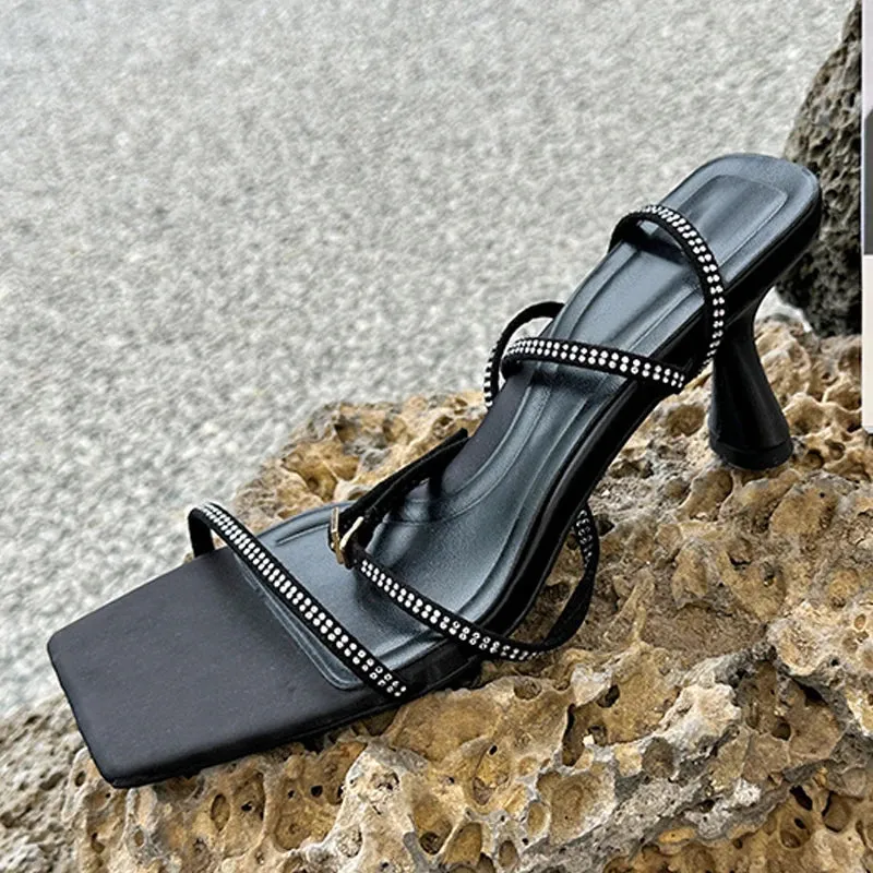Summer  Ankle Strap Sandals Women Sexy Crystal Rhinestone High Heels