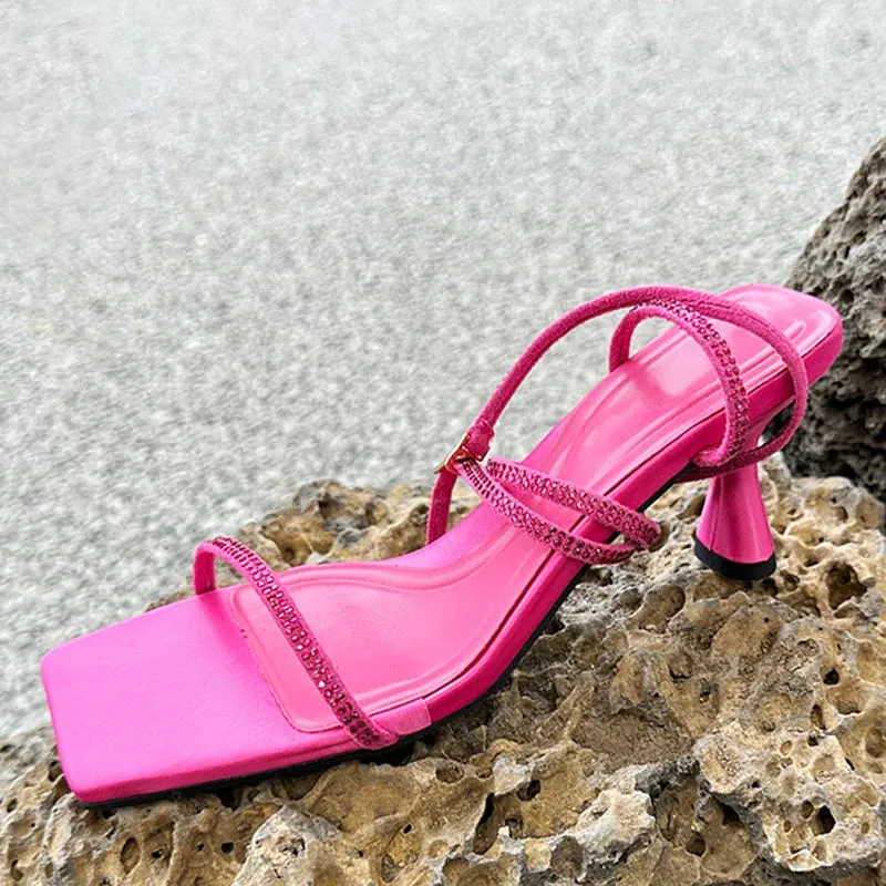 Summer  Ankle Strap Sandals Women Sexy Crystal Rhinestone High Heels