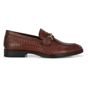 Tan Textured Stylish Men's Moccasin Shoes