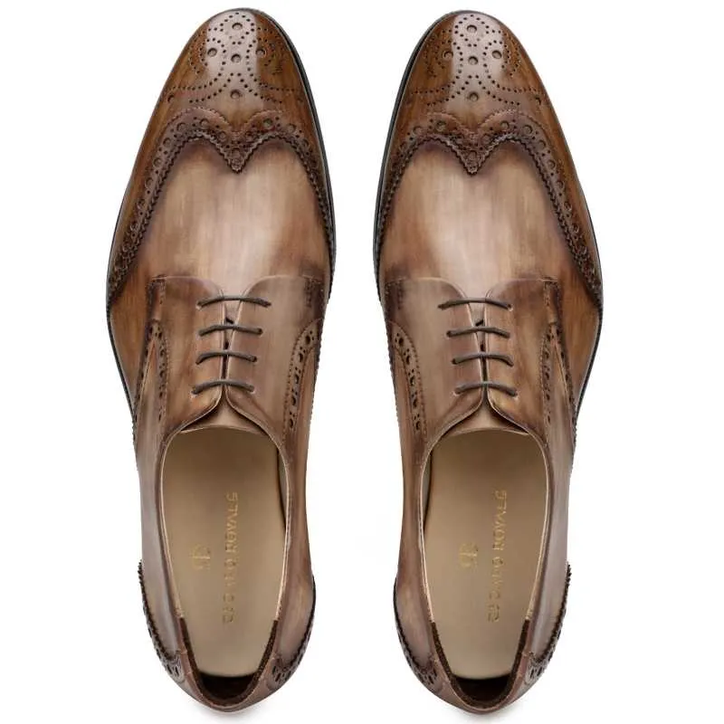 The Prague Wooden Brogues In Brown