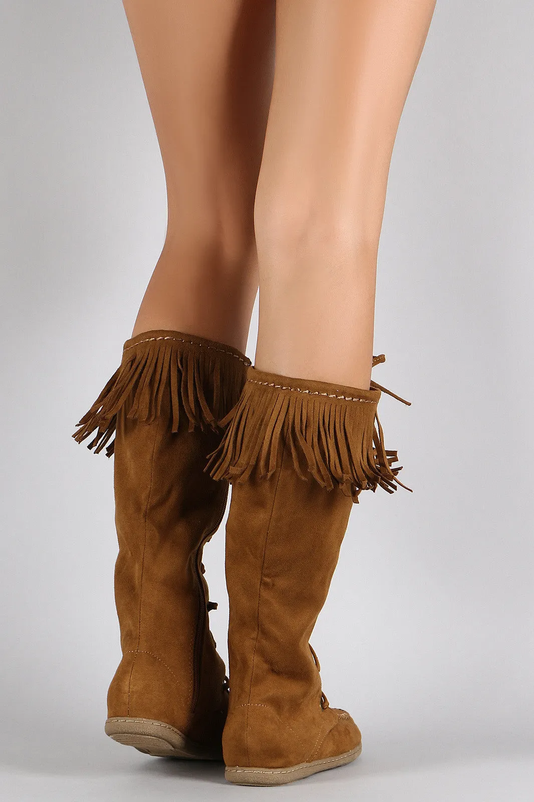 Time-sensitive High-security Lace Toe Suede Soda Flat Fringe Boots Up Round Moccasin