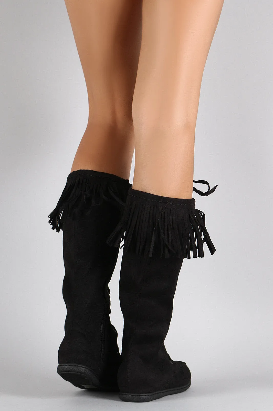 Time-sensitive High-security Lace Toe Suede Soda Flat Fringe Boots Up Round Moccasin
