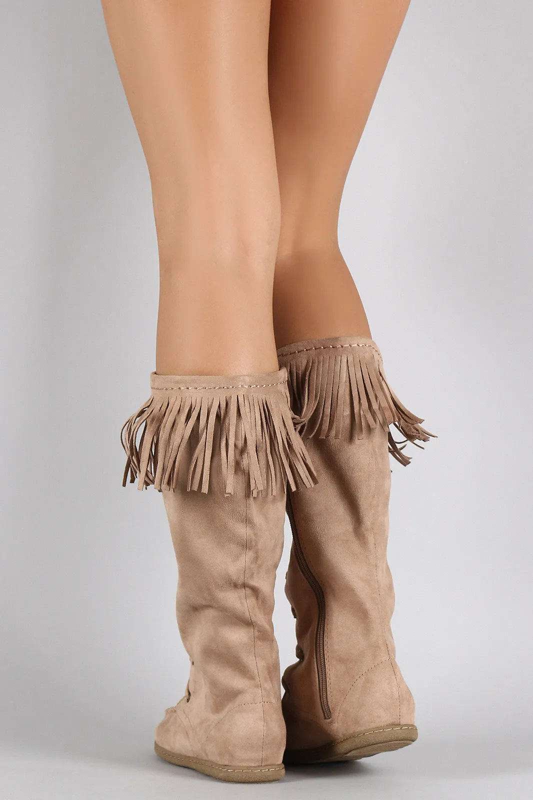 Time-sensitive High-security Lace Toe Suede Soda Flat Fringe Boots Up Round Moccasin