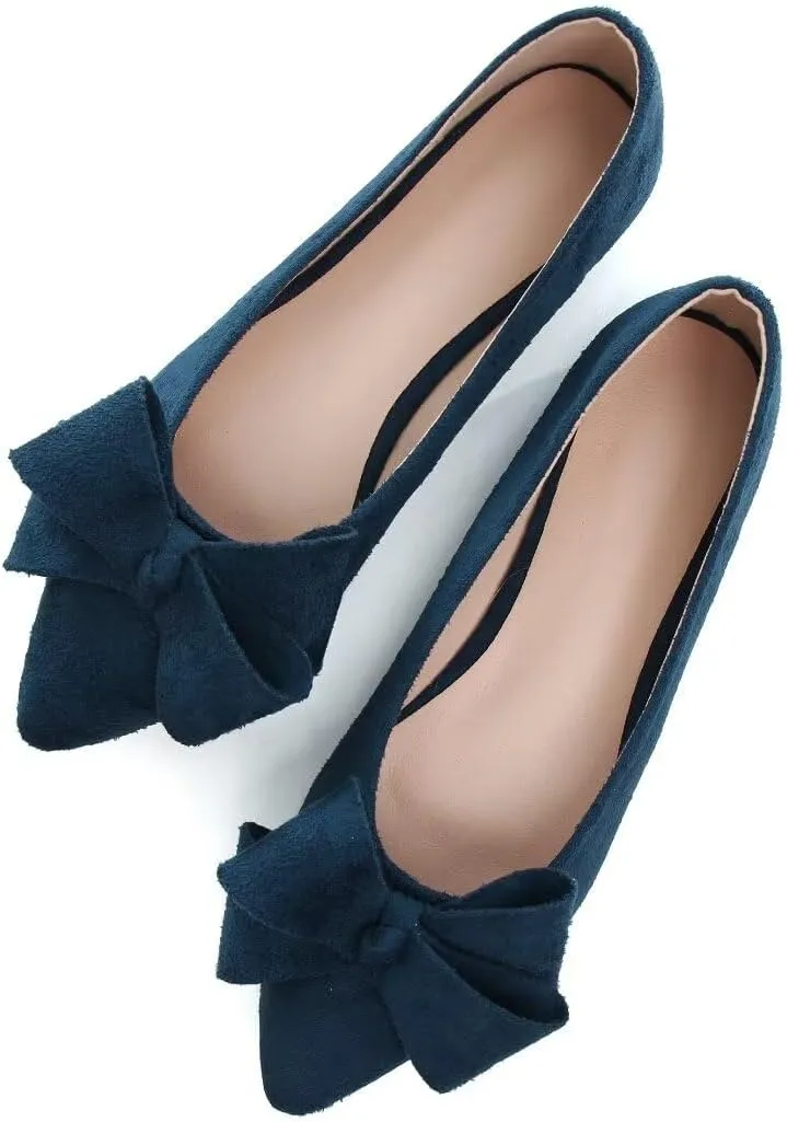 TN TANGNEST Women Classical Bowknot Flats Comfort Slip-on Pointed Toe Dress Shoes Walking Flats
