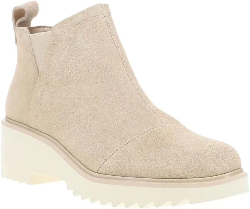 TOMS Womens Maude Round Toe Chelsea Casual Boots Ankle Mid Heel 2-3" - Beige