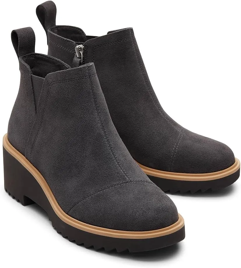 TOMS Womens Maude Round Toe Chelsea Casual Boots Ankle Mid Heel 2-3" - Beige