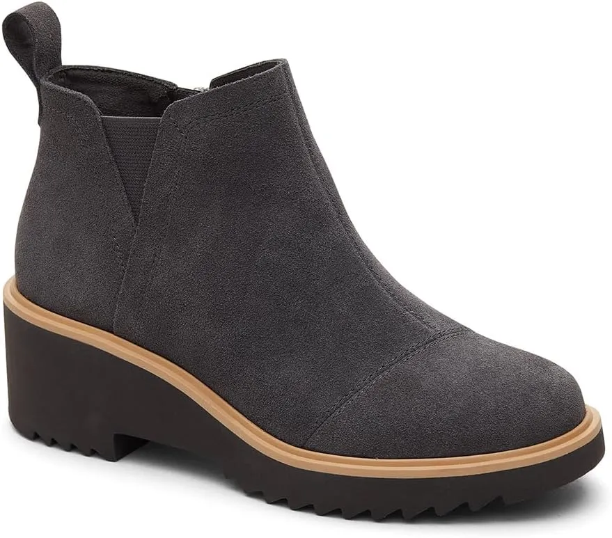 TOMS Womens Maude Round Toe Chelsea Casual Boots Ankle Mid Heel 2-3" - Beige