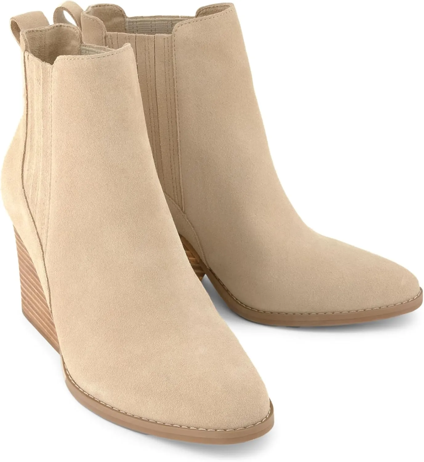TOMS Womens Noa Ankle Round Toe Chelsea Casual Boots Ankle High Heel 3" & Up - Brown