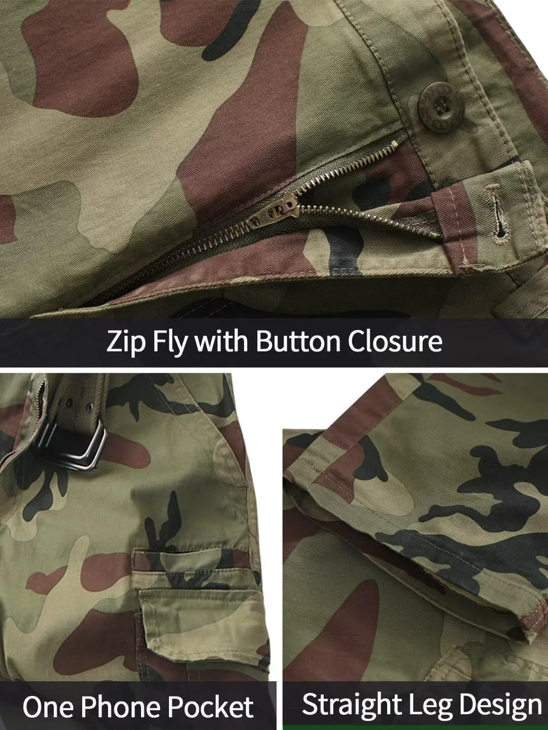 TRGPSG Hiking Pants Men, Camo Cargo Pants, Outdoor Construction Work Pants with Multi Pockets