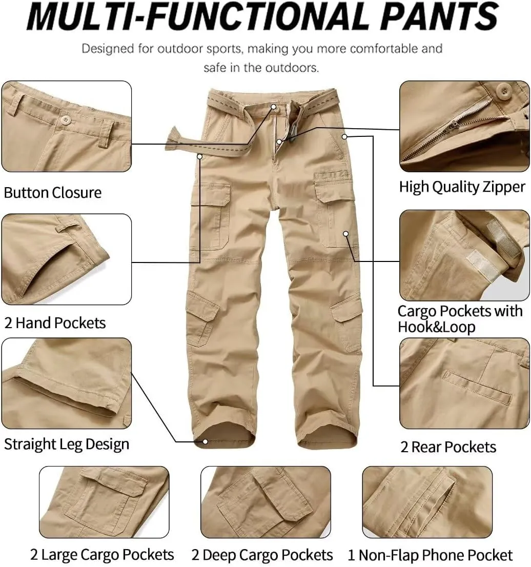 TRGPSG Hiking Pants Men, Camo Cargo Pants, Outdoor Construction Work Pants with Multi Pockets