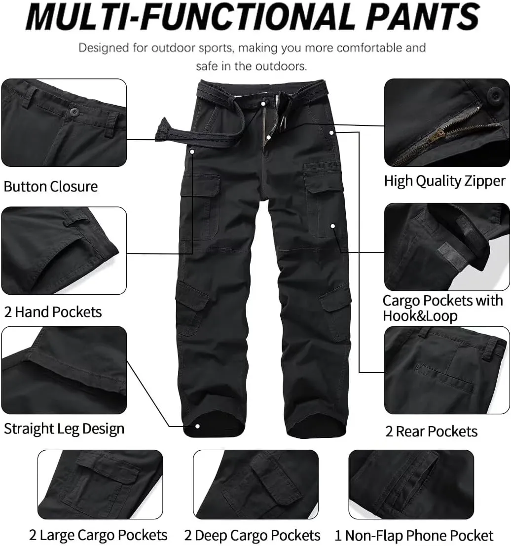 TRGPSG Hiking Pants Men, Camo Cargo Pants, Outdoor Construction Work Pants with Multi Pockets