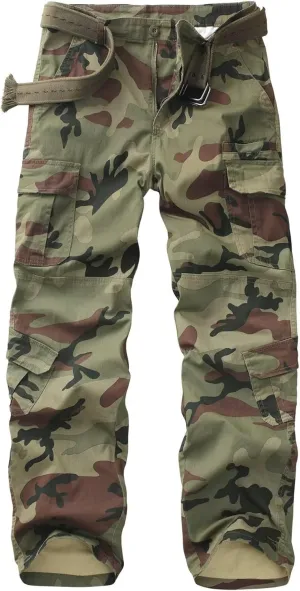 TRGPSG Hiking Pants Men, Camo Cargo Pants, Outdoor Construction Work Pants with Multi Pockets