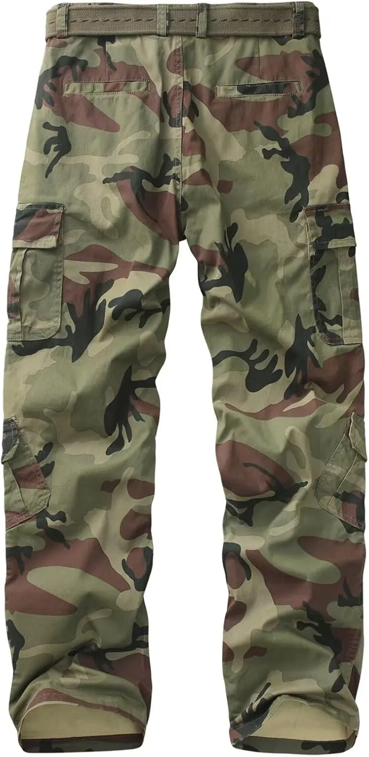 TRGPSG Hiking Pants Men, Camo Cargo Pants, Outdoor Construction Work Pants with Multi Pockets