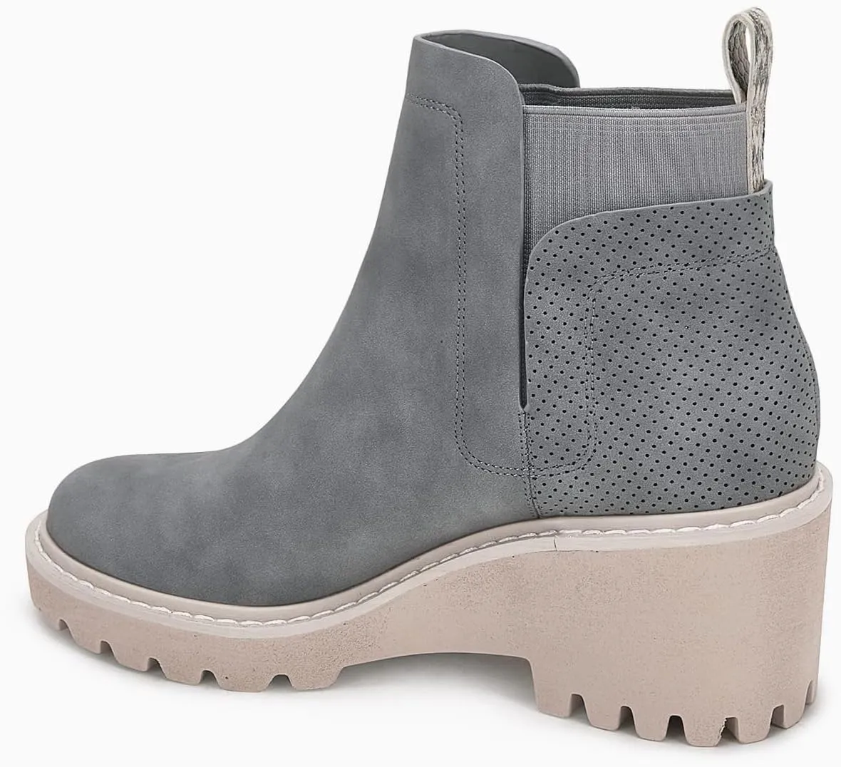 Trish Lucia Womens Platform Lug Sole Chelsea Boots Ankle High Chunky Block Heel Non-Slip Suede Leather Slip on Combat Fashion Booties