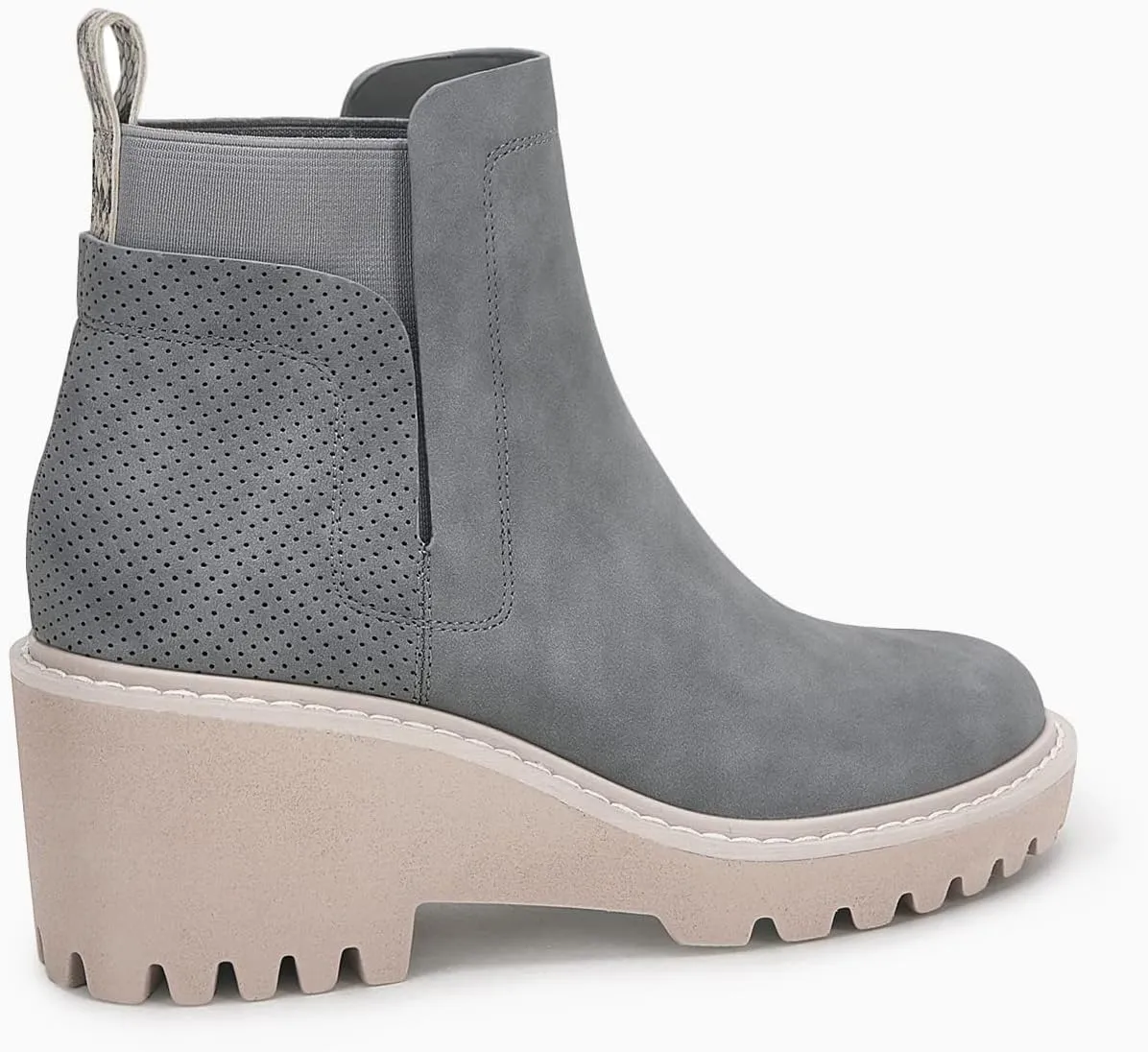 Trish Lucia Womens Platform Lug Sole Chelsea Boots Ankle High Chunky Block Heel Non-Slip Suede Leather Slip on Combat Fashion Booties