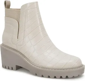 Trish Lucia Womens Platform Lug Sole Chelsea Boots Ankle High Chunky Block Heel Non-Slip Suede Leather Slip on Combat Fashion Booties