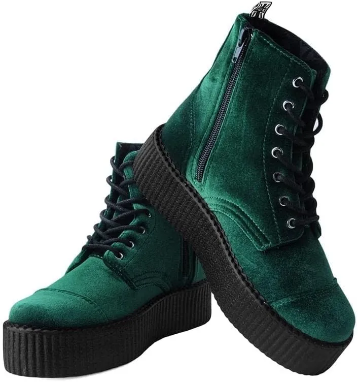 T.U.K Velvet Viva Mondo Boots for Women, Fashion Lace Up Platform Combat Boots