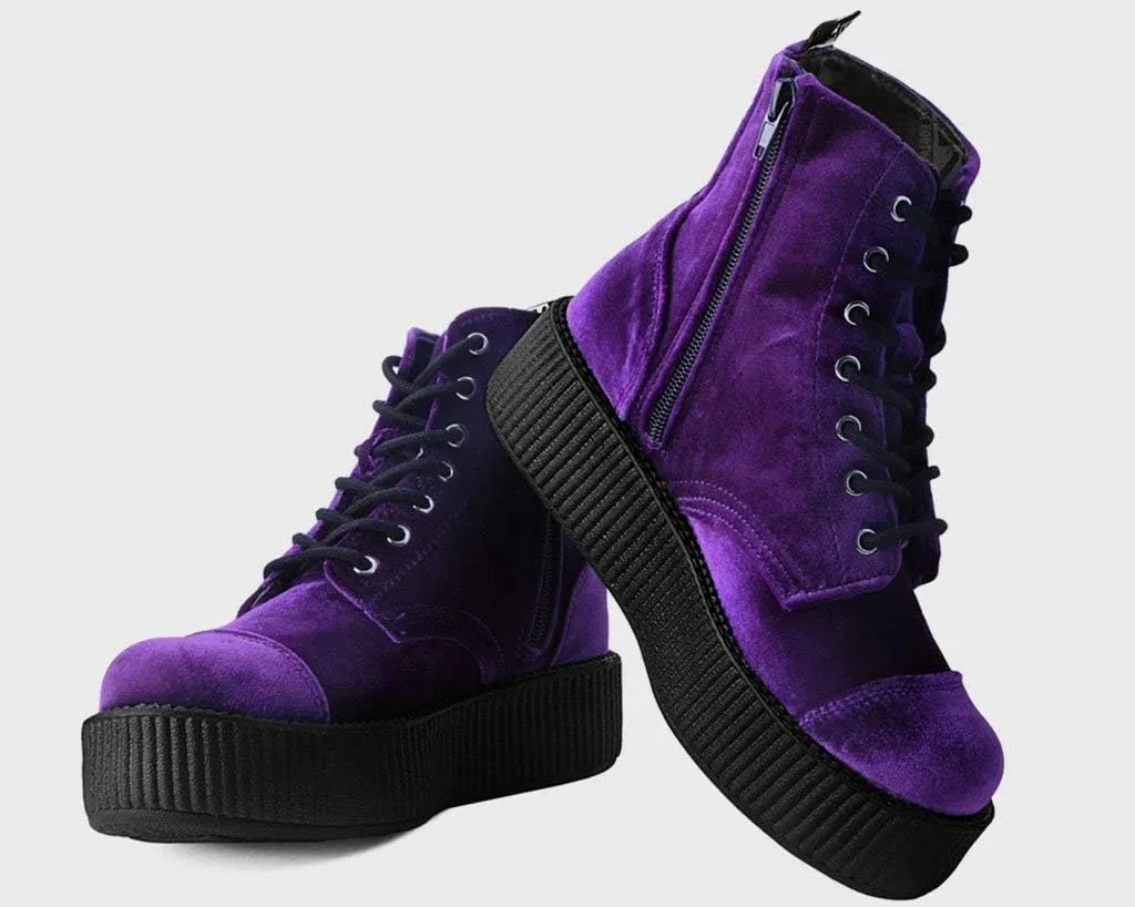 T.U.K Velvet Viva Mondo Boots for Women, Fashion Lace Up Platform Combat Boots