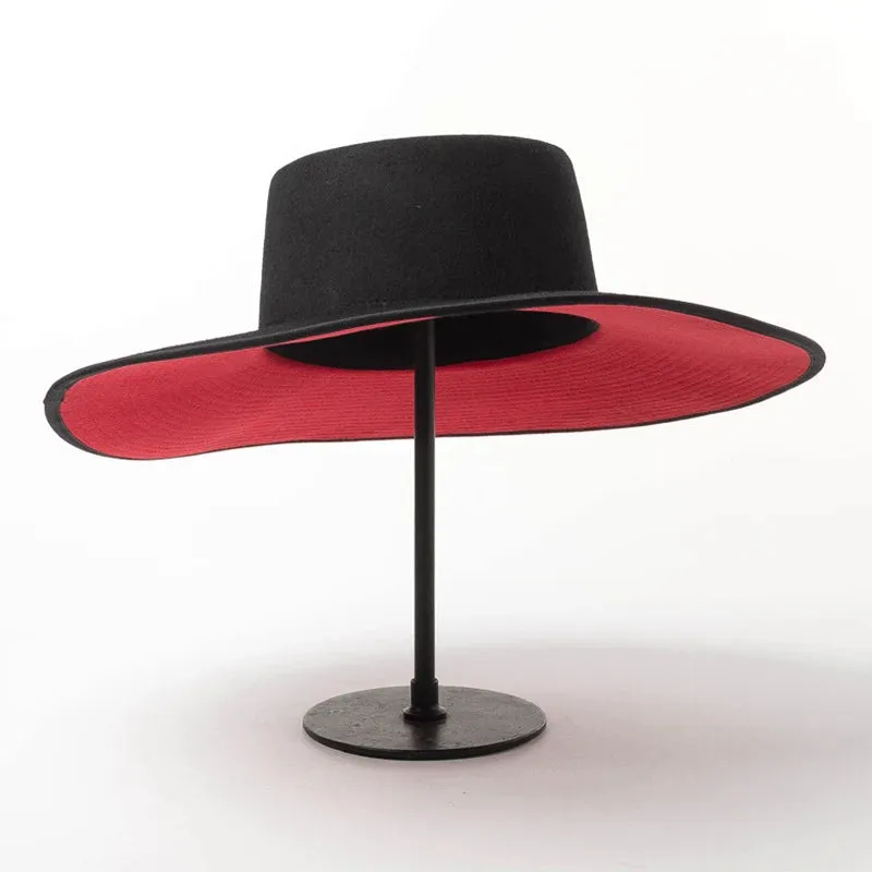Two-Tone Wide-Brim Wool Fedora – Bold and Elegant