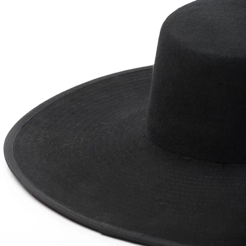 Two-Tone Wide-Brim Wool Fedora – Bold and Elegant
