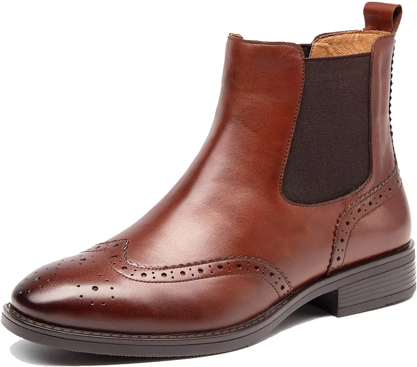 U-lite Women Brown Winter Wing-tip Vintage Brogue leather Chelsea ankle boots Womens booties 5.5