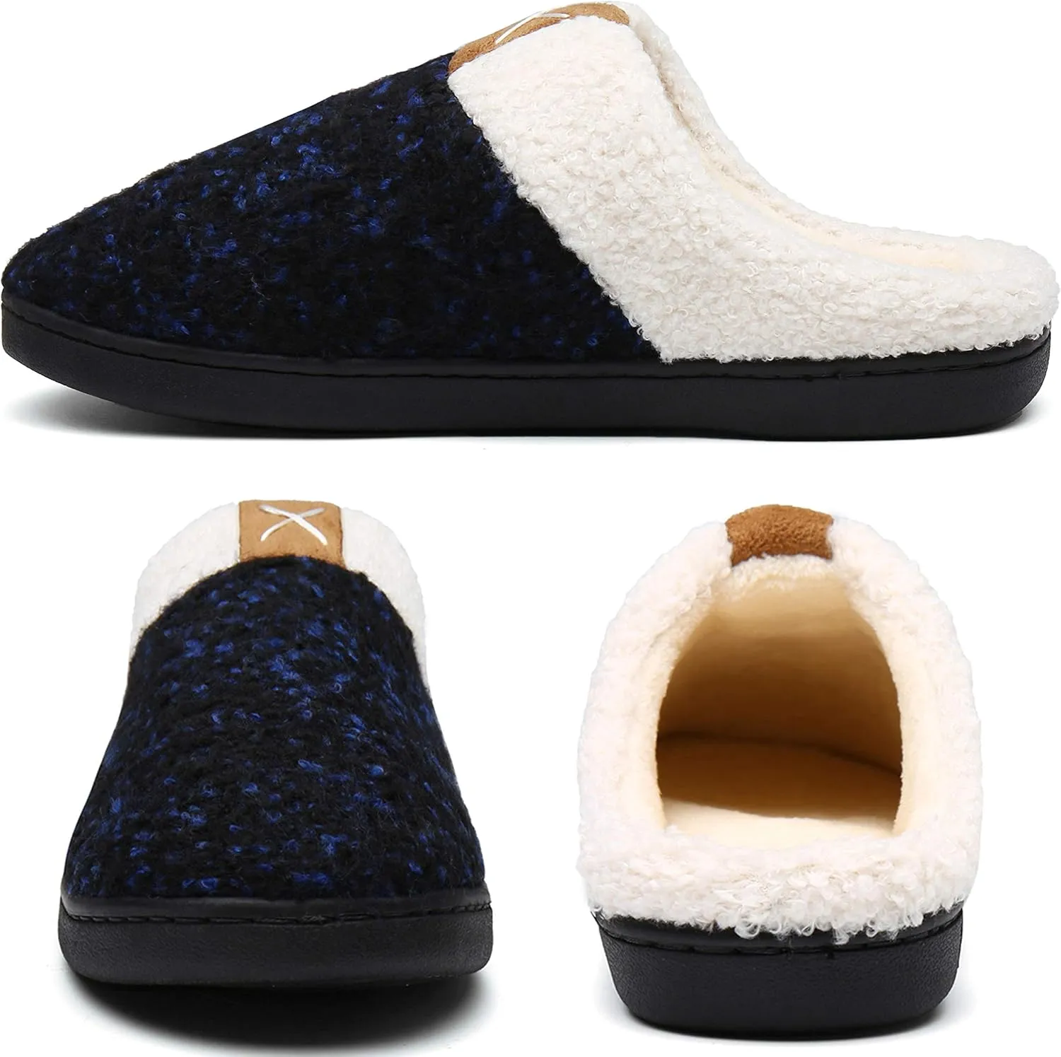 UBFEN Womens Mens Slippers Memory Foam Comfort Fuzzy Plush Lining Slip On House Shoes