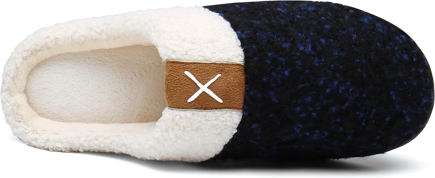 UBFEN Womens Mens Slippers Memory Foam Comfort Fuzzy Plush Lining Slip On House Shoes