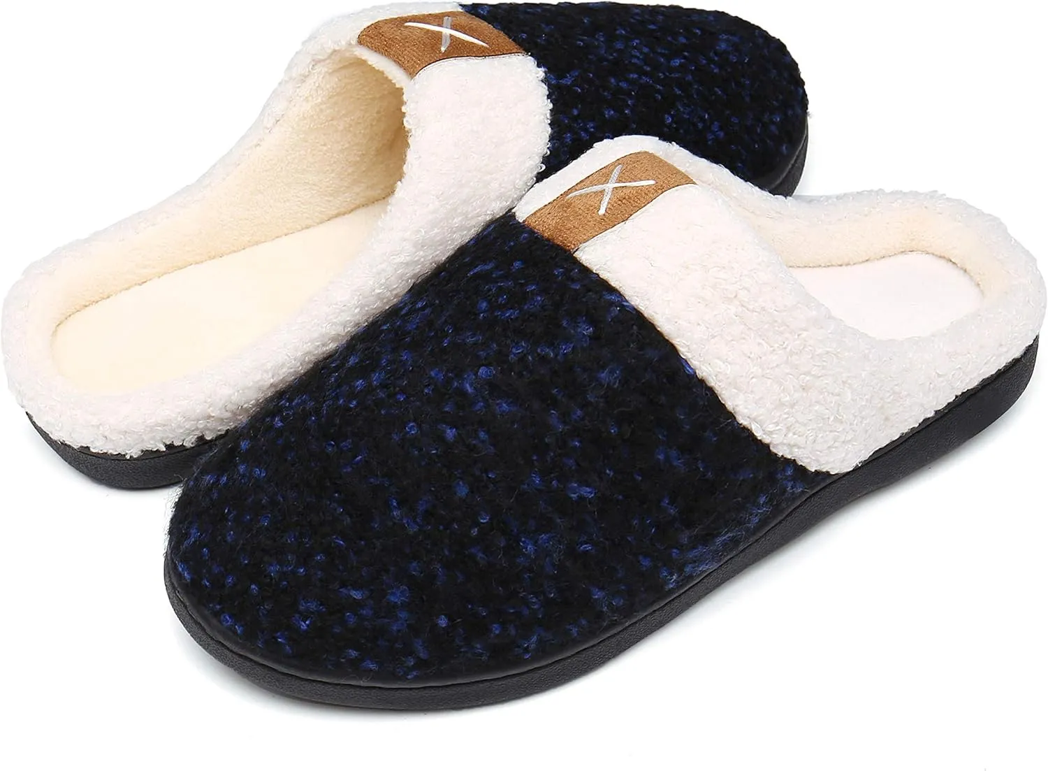 UBFEN Womens Mens Slippers Memory Foam Comfort Fuzzy Plush Lining Slip On House Shoes