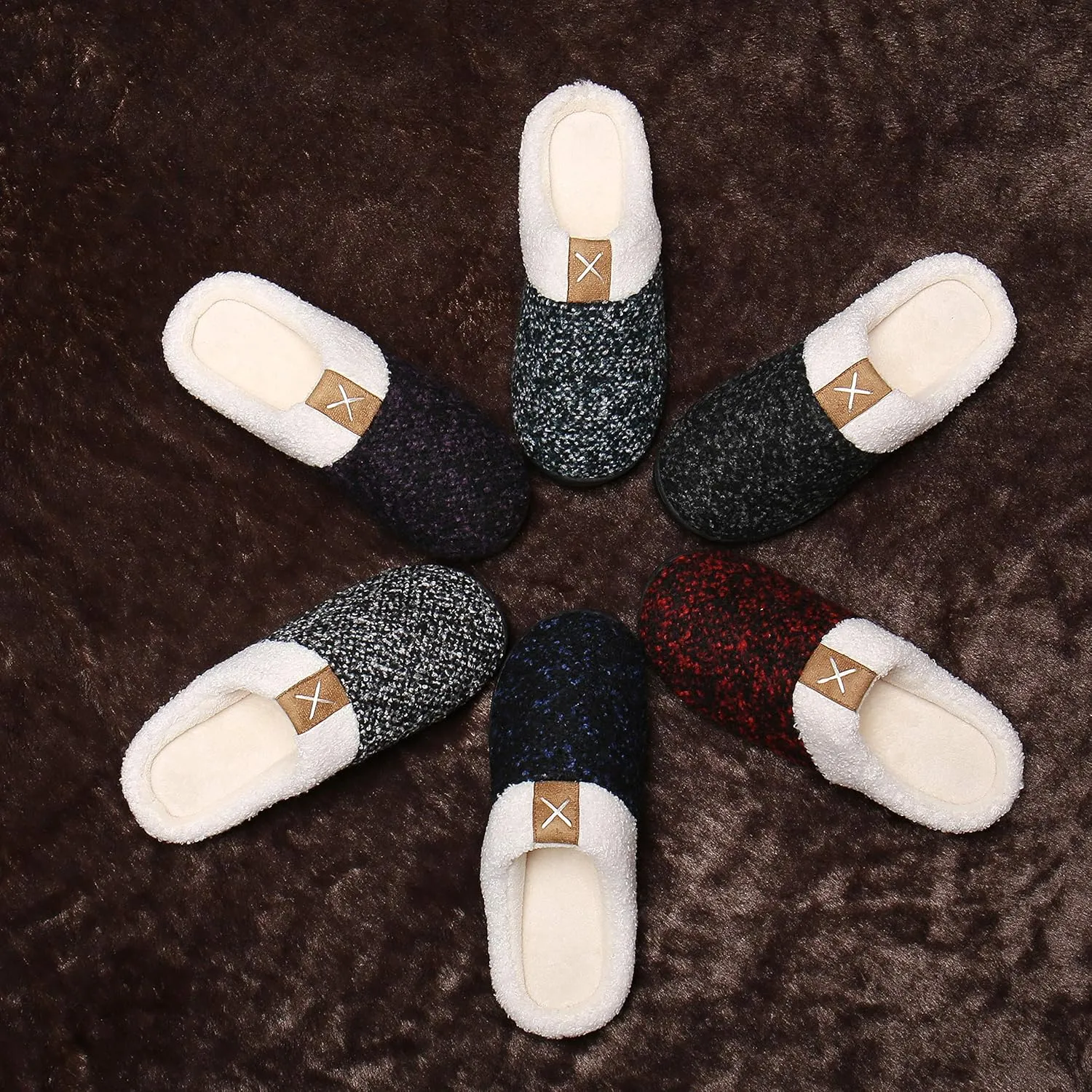 UBFEN Womens Mens Slippers Memory Foam Comfort Fuzzy Plush Lining Slip On House Shoes