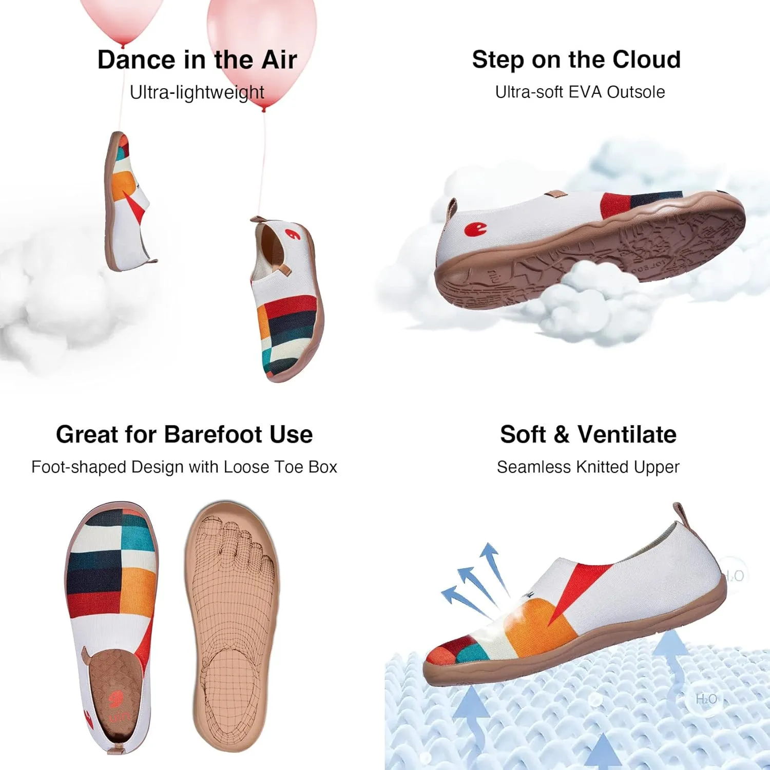 UIN Men's Loafers Painted Travel Shoes Slip On Walking Casual Lightweight Comfort Fashion Sneaker ToledoⅠColor & Geometry