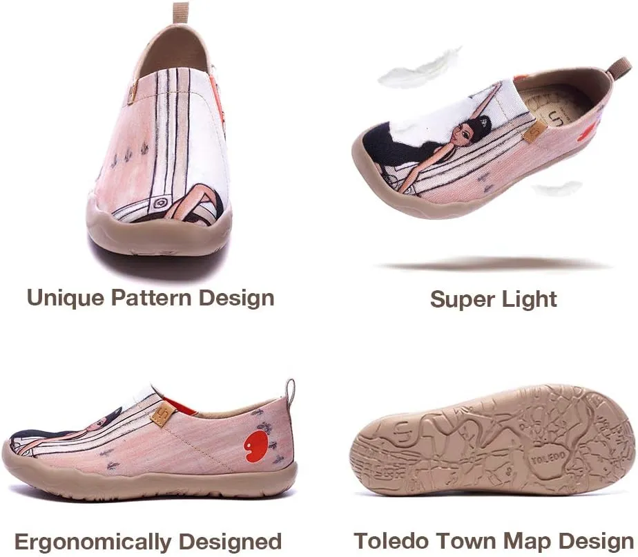 UIN Women's Art Travel Slip-On Shoes Casual Lightweight Breathable Flats Comfortable Loafers