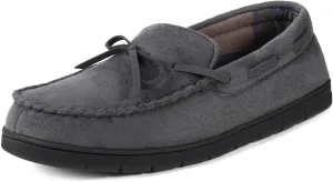 ULTRAIDEAS Men's Luke Microsuede Moccasin Slippers with Tie Indoor Outdoor