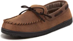 ULTRAIDEAS Men's Luke Microsuede Moccasin Slippers with Tie Indoor Outdoor