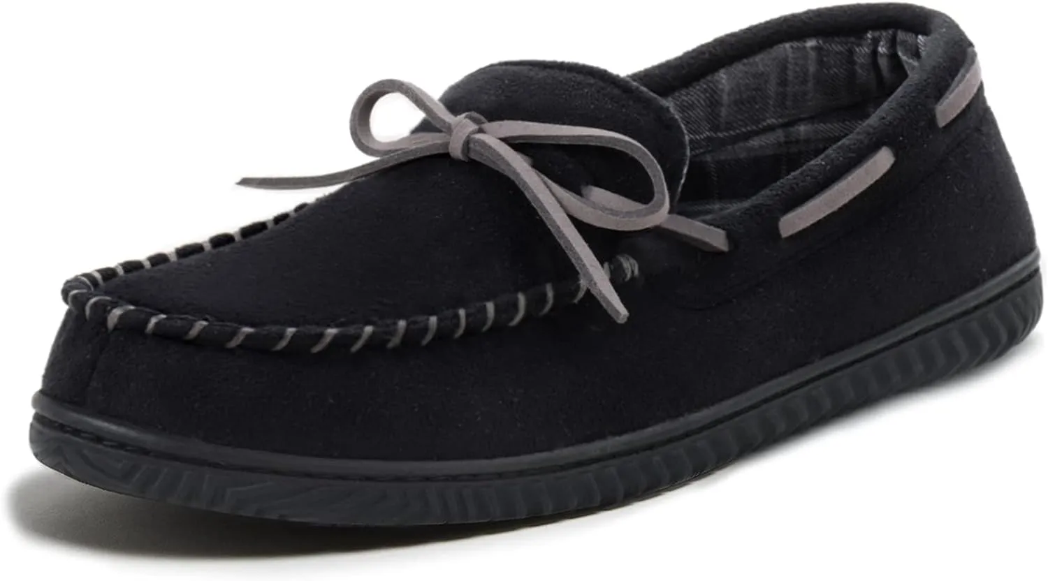 ULTRAIDEAS Men's Luke Microsuede Moccasin Slippers with Tie Indoor Outdoor