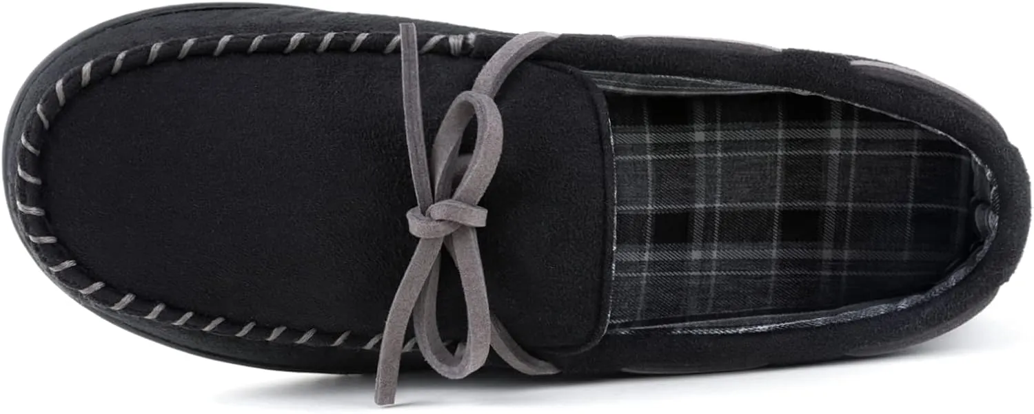 ULTRAIDEAS Men's Luke Microsuede Moccasin Slippers with Tie Indoor Outdoor