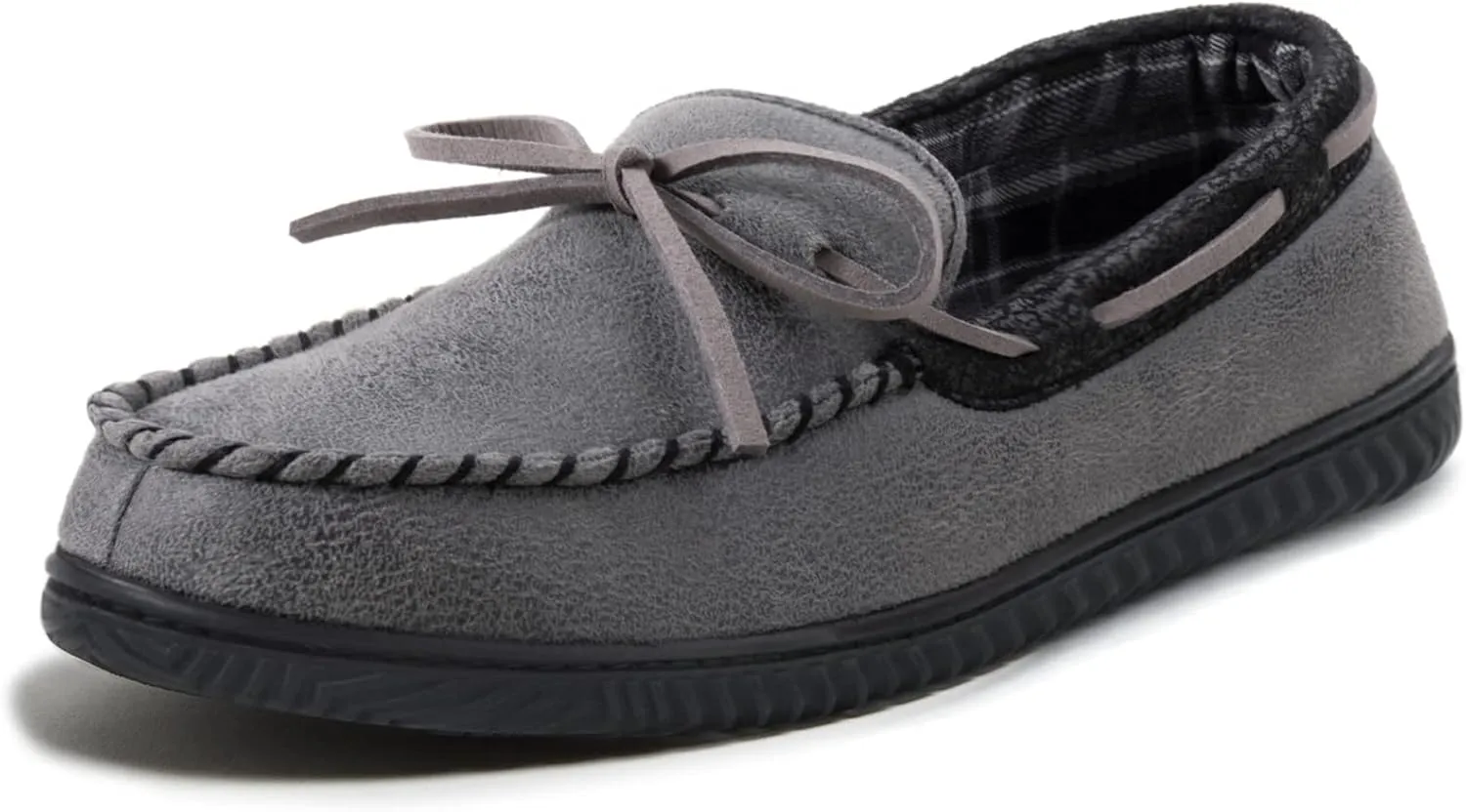 ULTRAIDEAS Men's Luke Microsuede Moccasin Slippers with Tie Indoor Outdoor