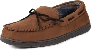 ULTRAIDEAS Men's Luke Microsuede Moccasin Slippers with Tie Indoor Outdoor