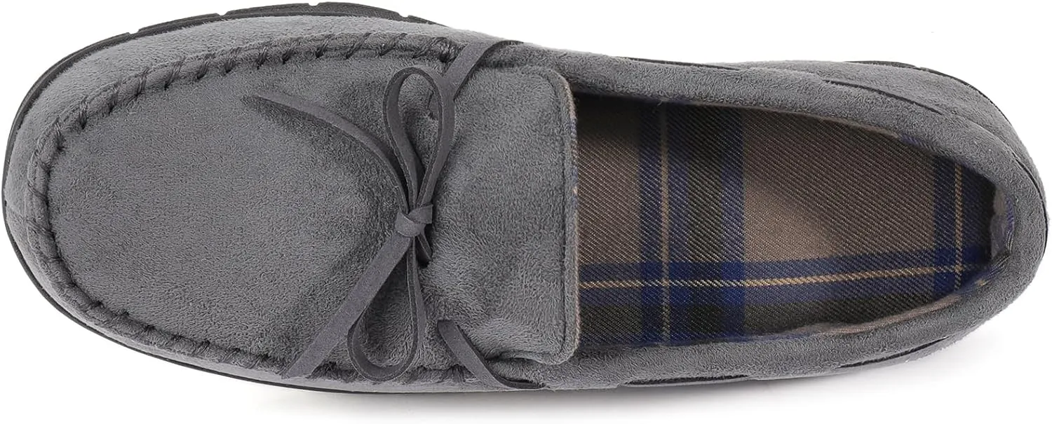 ULTRAIDEAS Men's Luke Microsuede Moccasin Slippers with Tie Indoor Outdoor