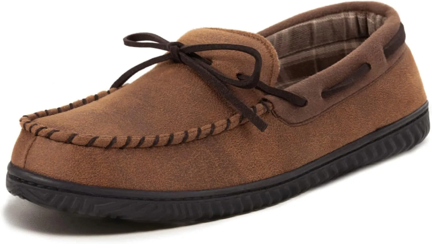 ULTRAIDEAS Men's Luke Microsuede Moccasin Slippers with Tie Indoor Outdoor