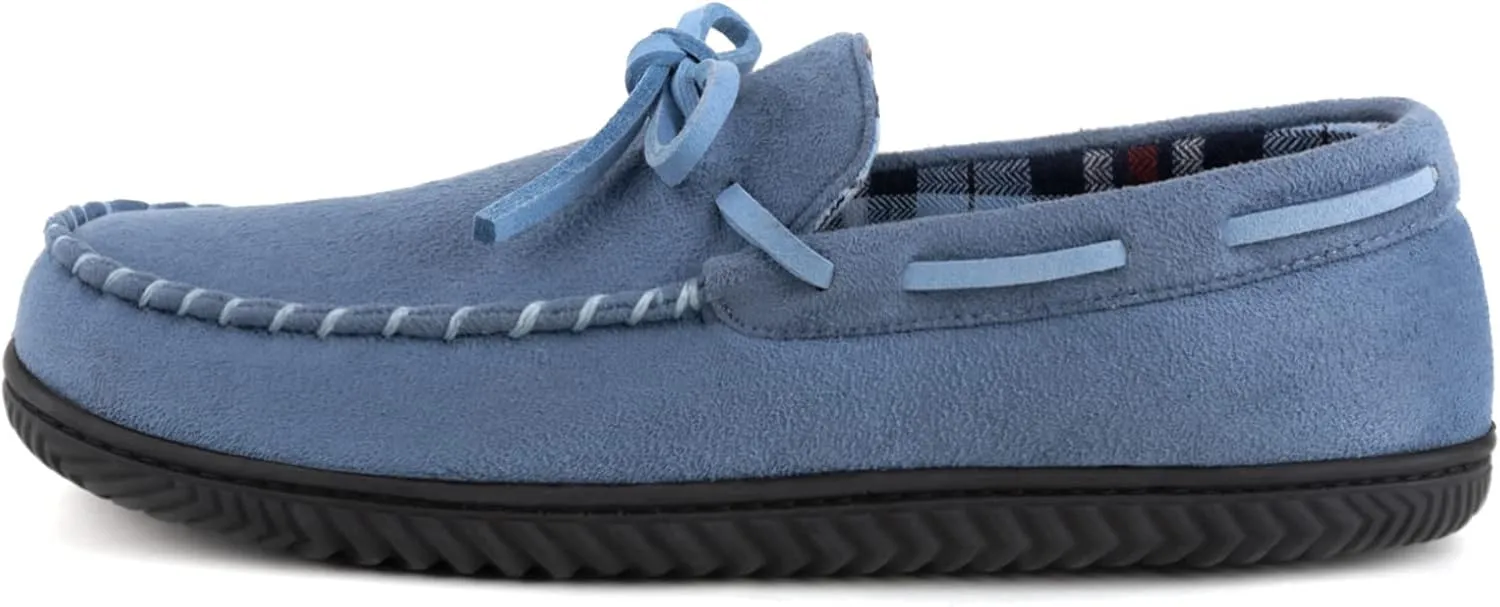 ULTRAIDEAS Men's Luke Microsuede Moccasin Slippers with Tie Indoor Outdoor