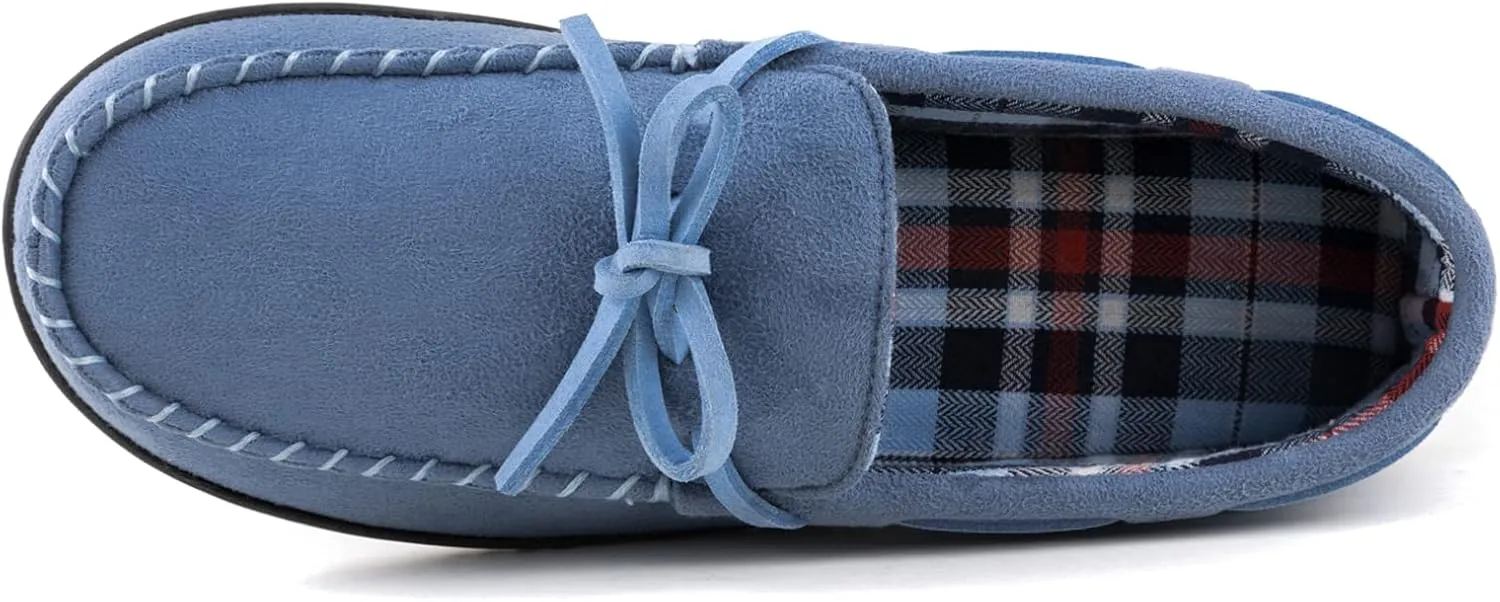 ULTRAIDEAS Men's Luke Microsuede Moccasin Slippers with Tie Indoor Outdoor