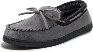 ULTRAIDEAS Men's Luke Microsuede Moccasin Slippers with Tie Indoor Outdoor