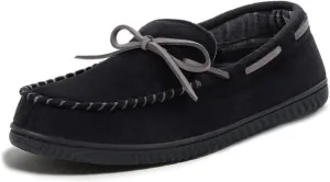 ULTRAIDEAS Men's Luke Microsuede Moccasin Slippers with Tie Indoor Outdoor