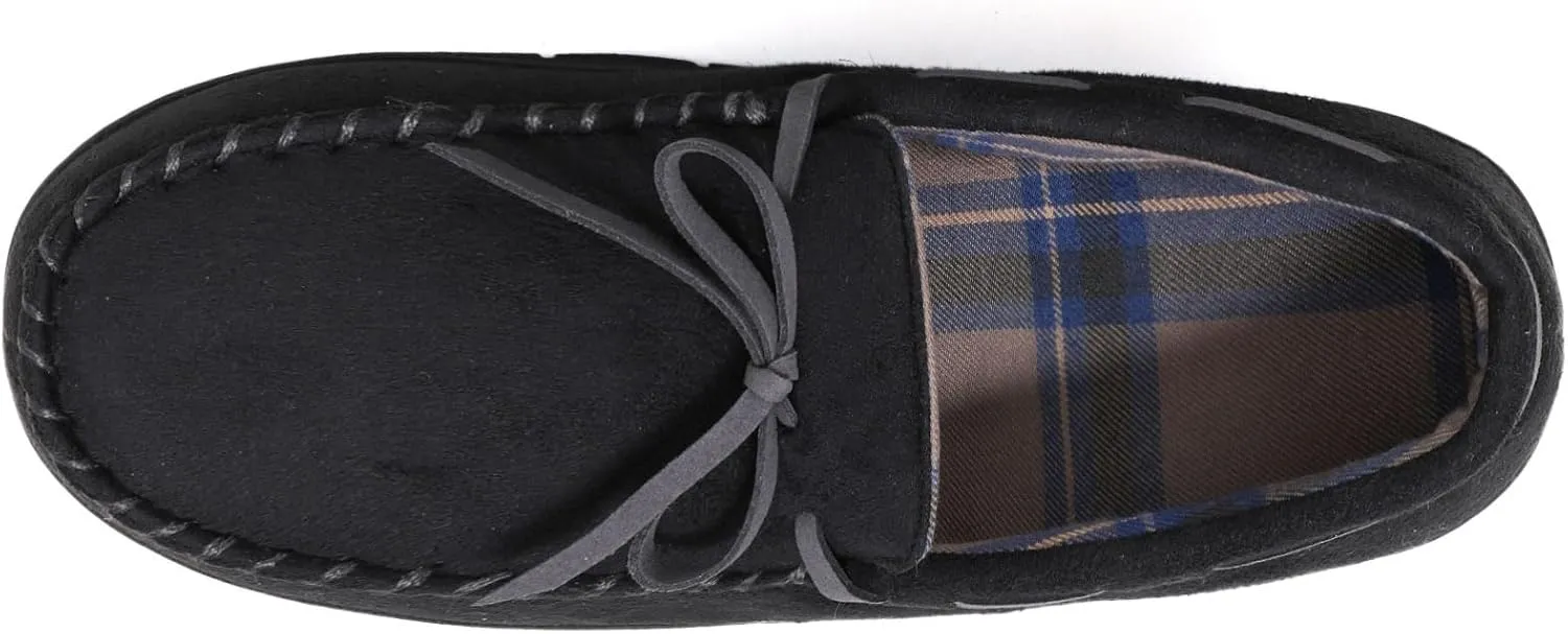 ULTRAIDEAS Men's Luke Microsuede Moccasin Slippers with Tie Indoor Outdoor