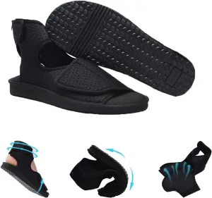 Unisex Open Toe Diabetic Shoes, Adjustable Arthritis Edema Slippers, Medical Open Toe Cast Shoes for Diabetic Edema Plantar Fasciitis Bunions Arthritis Swollen Feet Indoor Outdoor Black